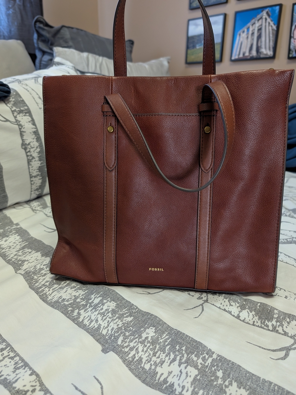 Fossil Women's Brown Leather Tote Bag